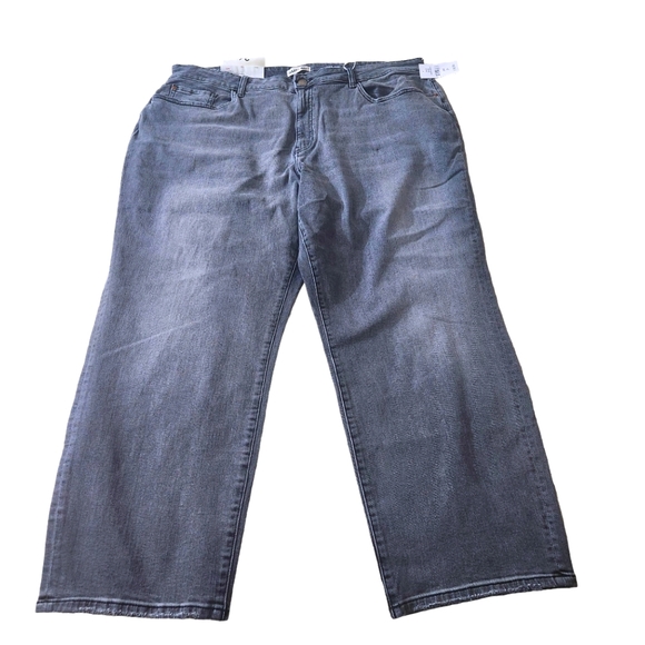 Warp + Weft LFZ High Rise Relaxed Straight Grey Plus Size 24 Jeans Cropped - Picture 2 of 2